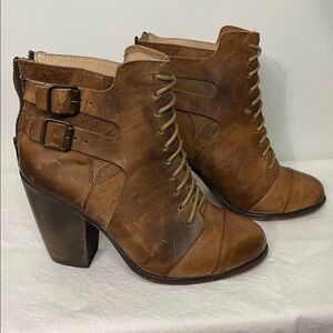Freebird by Steven Malry Brown Leather Lace Up Ankle Booties